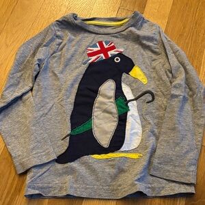 Mini Boden Gray Penguin Long Sleeve Tee